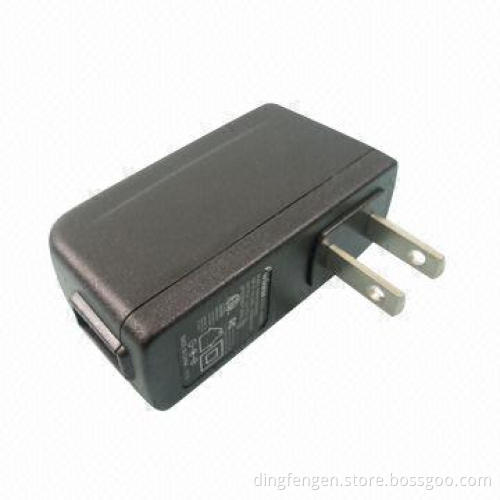 6W/USB power charger, vertical US plug with UL, FCC, CEC level 5 and EN 60950 certified